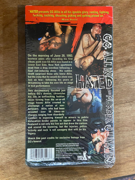 Hated: GG Allin and the Murder Junkies (1993) - Mint- VHS Tape 1999 Stranger Than Fiction USA In shrink with Tower  Hype Stickers