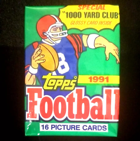 (1) One Pack - 1991 TOPPS NFL Football Trading Card - 16 Cards