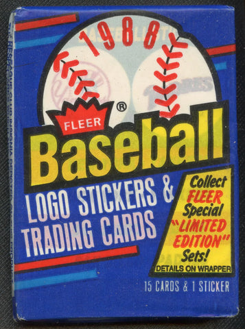 (1) One Pack - New Sealed 1988 FLEER MLB Baseball Trading Card Pack - 15 Cards + Sticker