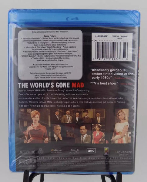 Mad Men: Season Three (2009) - New Bluray 2009 Lionsgate Sealed DVD