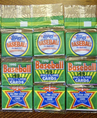 (1) One Pack - New Sealed Topps 1990 MLB Baseball Trading Card RACK PACK - 45 Cards