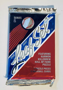 (1) One Pack - New Sealed 1991 Leaf Set Series 1 MLB Baseball Trading Card Star Pack - 15 Cards & 3 Puzzle Pieces