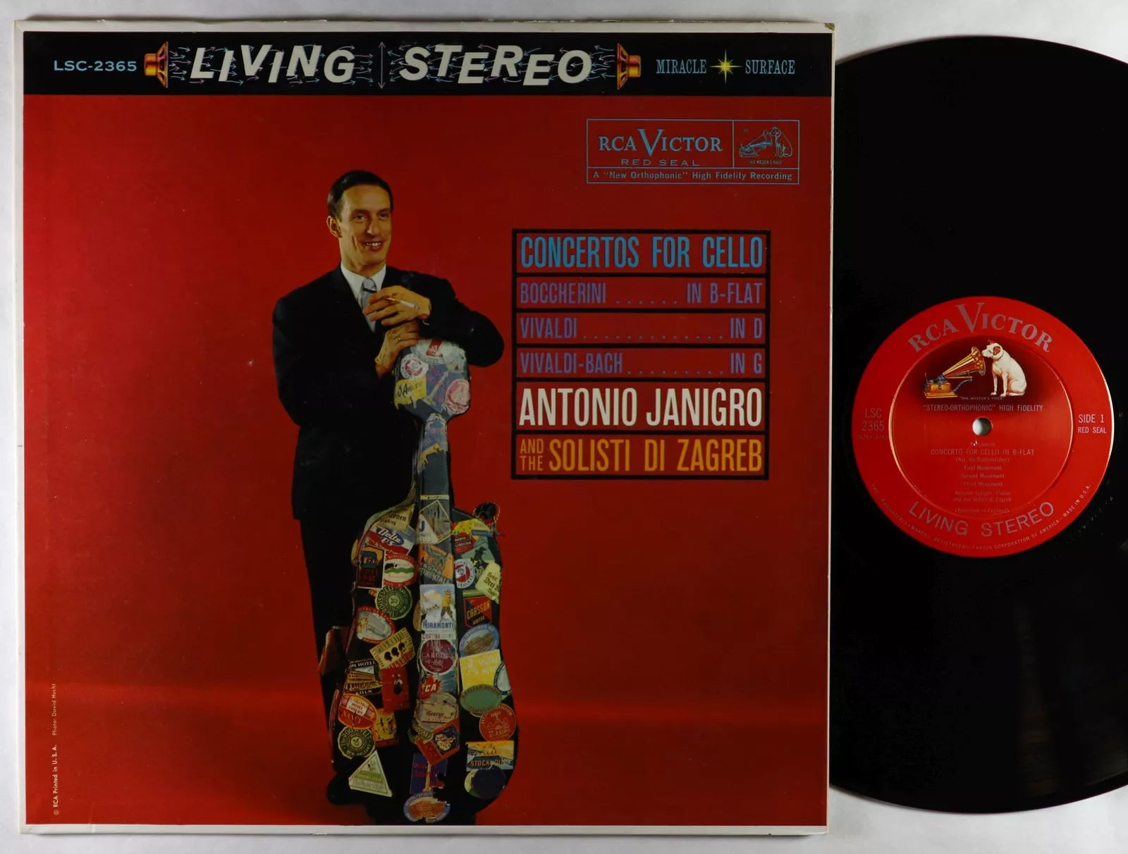 Antonio Janigro - Boccherini/Vivaldi/Vivaldi - Concertos For Cello - Mint- LP Record 1960 RCA Living Stereo USA Shaded Dog 1s/1s Vinyl - Classical