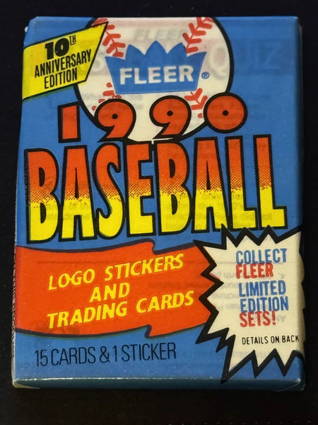 (1) One Pack - New Sealed 1990 FLEER MLB Baseball Trading Card Pack - 15 Cards + Sticker