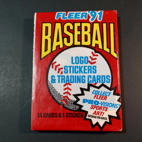 (1) One Pack - New Sealed 1991 FLEER MLB Baseball Trading Card Pack - 14 Cards + Sticker