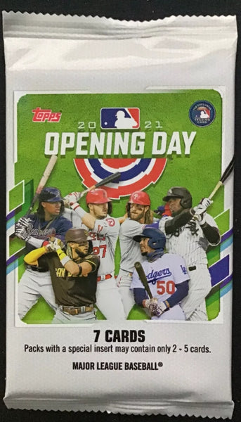 (1) One Pack - New Sealed 2021 TOPPS Opening Day MLB Baseball Trading Card Pack - 7 Cards