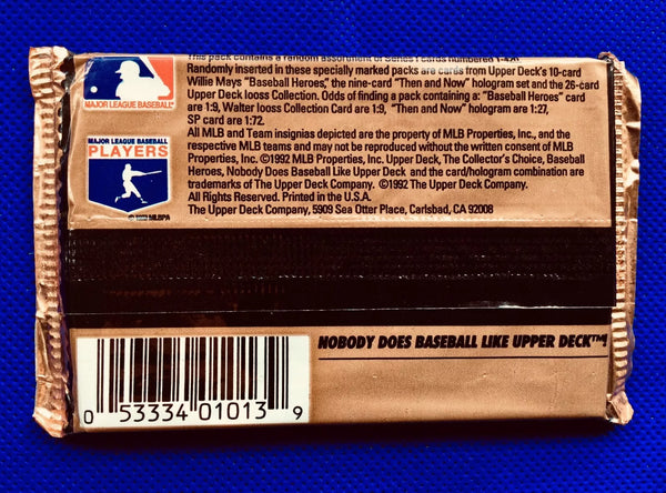 (1) One Pack - New Sealed 1993 Upper Deck MLB Baseball Trading Card Pack - 15 Cards